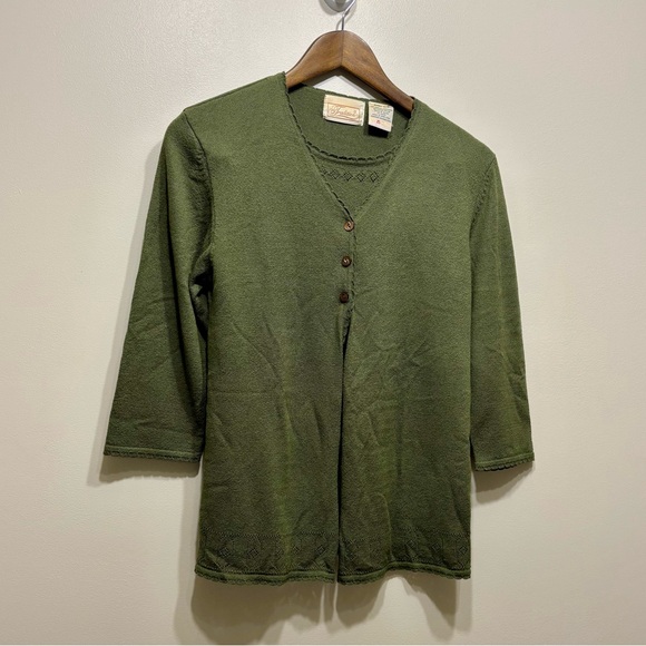 Tradition Tops - ✨$8 CLEAR-OUT✨ Tradition Sears Vintage Relaxed Fit 3/4 Sleeve Blouse Shirt Green